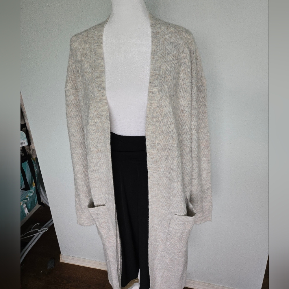 Cottage Core, Clean Girln Cozy  Open-Front Cardigan with Pockets Womens L